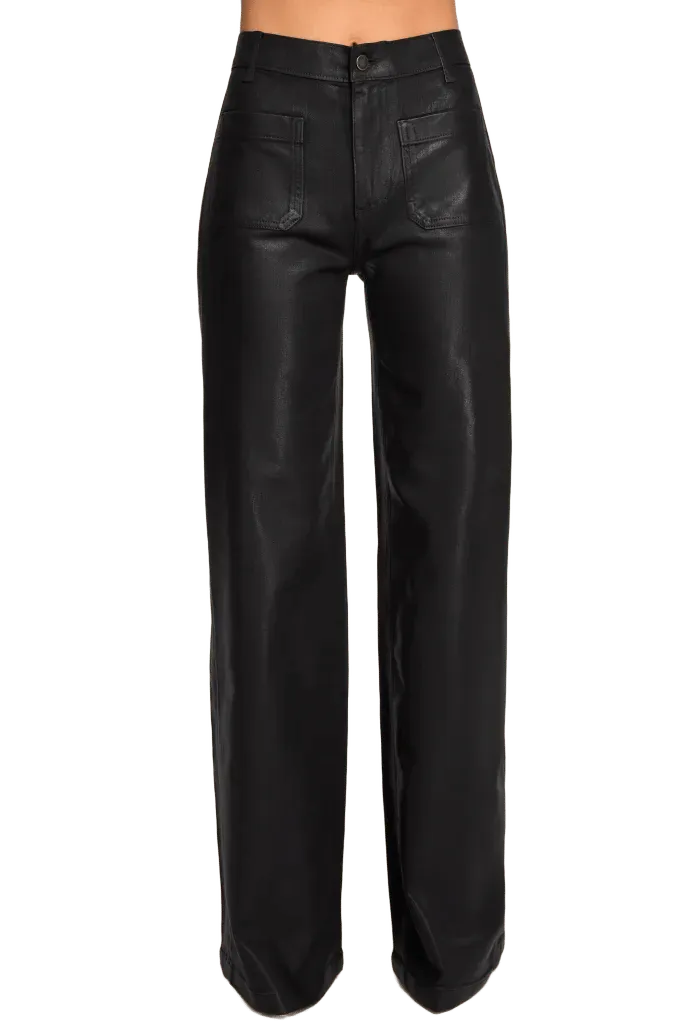 Cleo Coated Wide Leg Designer Jean