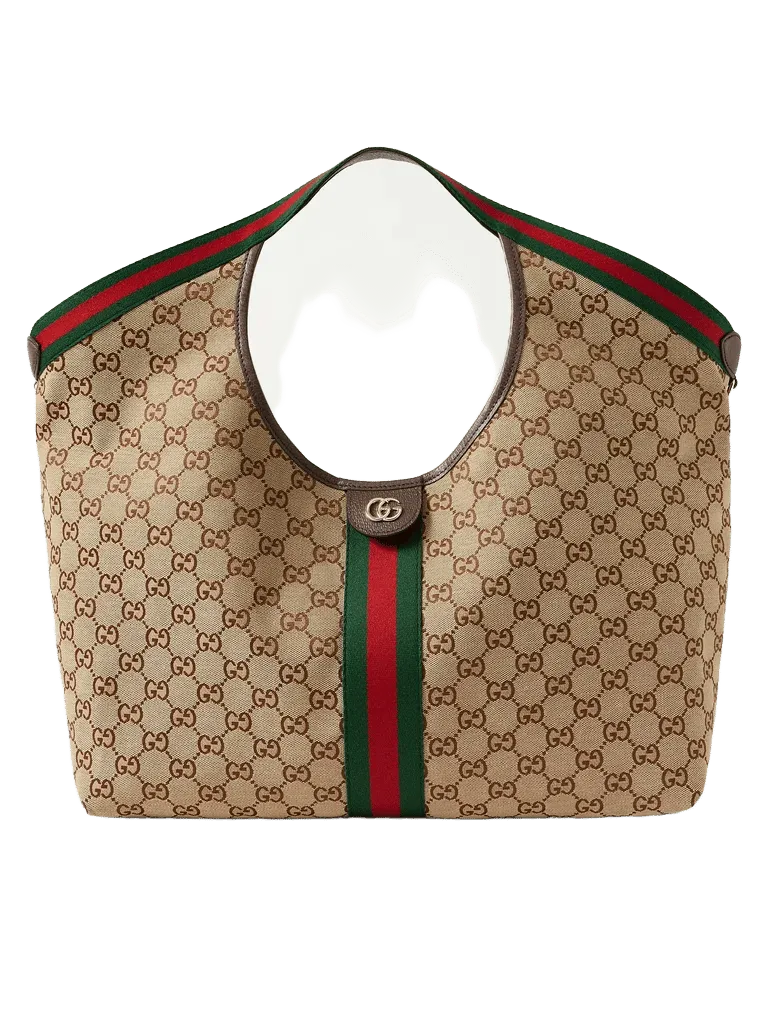 Giglio large leather-trimmed canvas-jacquard tote