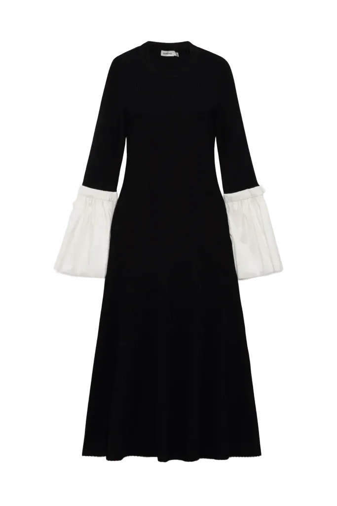 Maelle Taffeta Knit Midi Dress