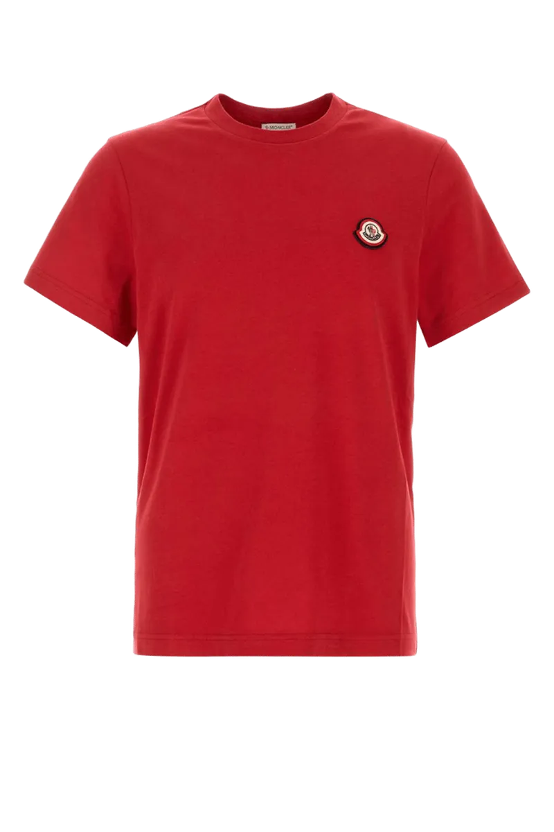 Moncler Logo-Patched Cotton T-Shirt — Red