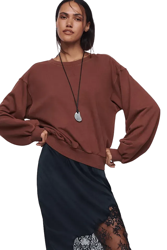 Pilcro Niki Long Sleeve Bubble Sweatshirt