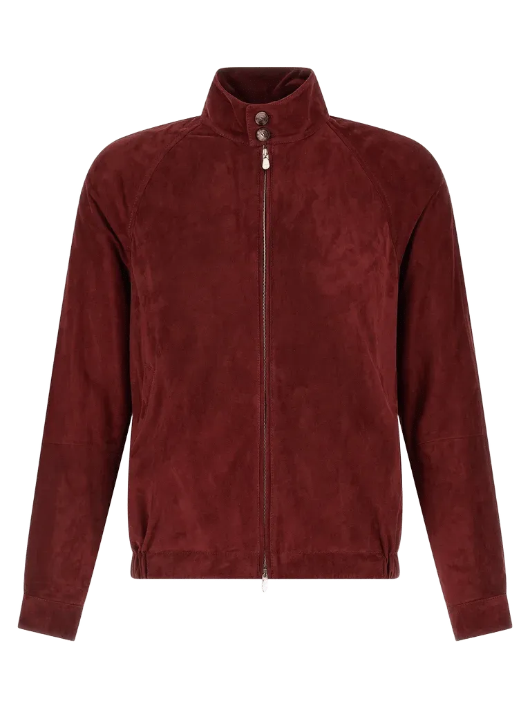 Brunello Cucinelli Suede Jacket — Burgundy