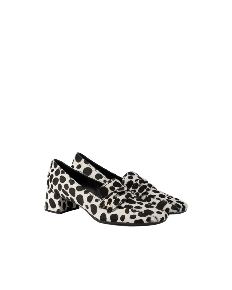 Printed calf hair leather loafers - White/Black
