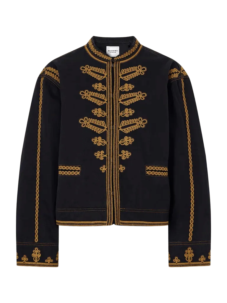 Emailia embroidered padded cotton-twill jacket