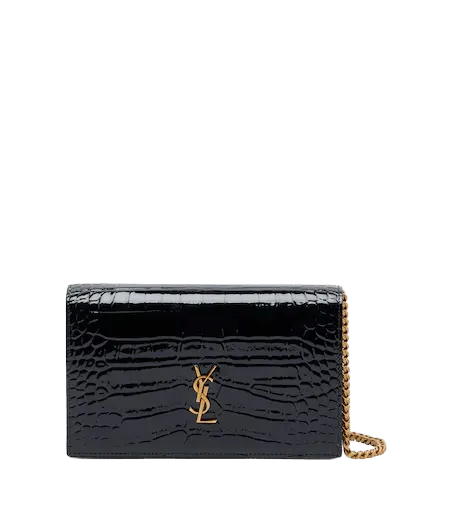 Cassandre croc-effect leather chain wallet