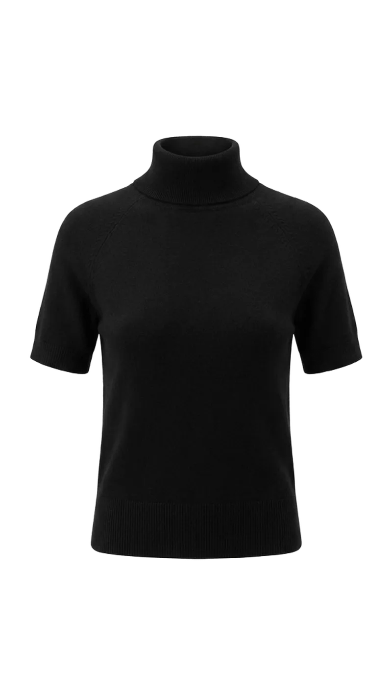 Tori Cashmere Short Sleeve Collared Sweater