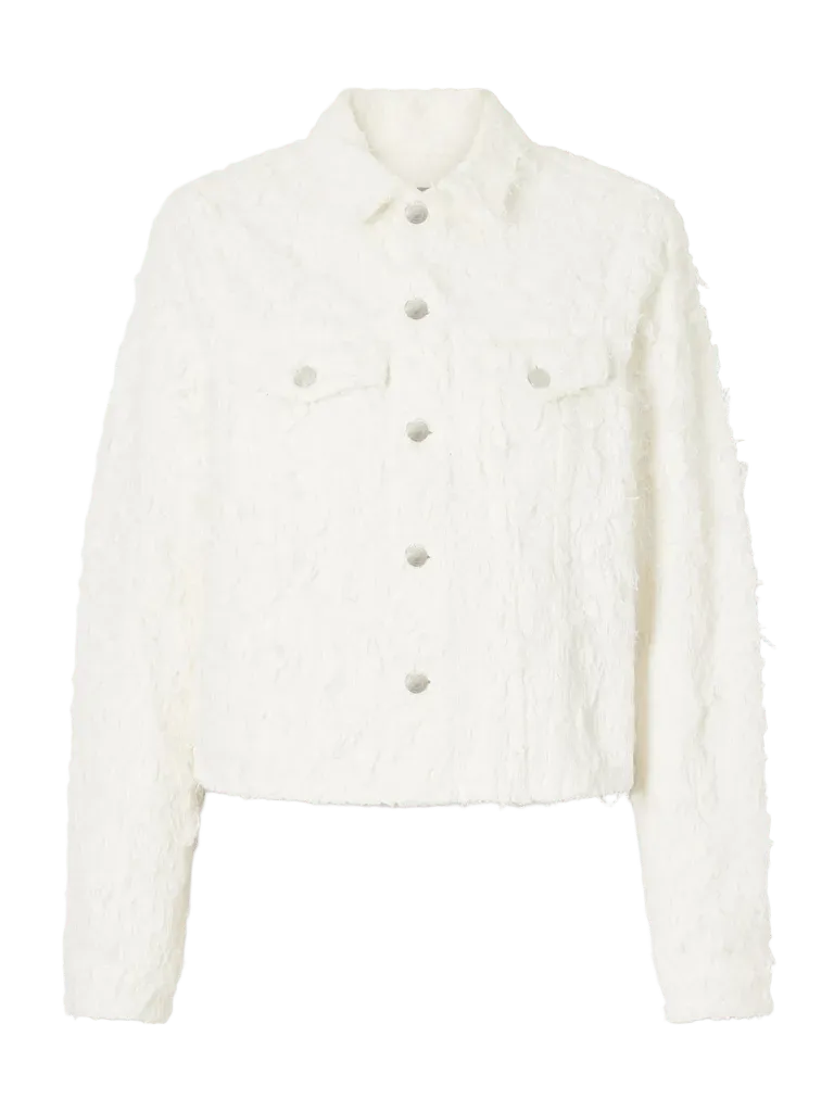 Cherry frayed denim jacket