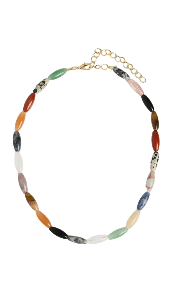 Multicolor Oval Rice Beaded Necklace