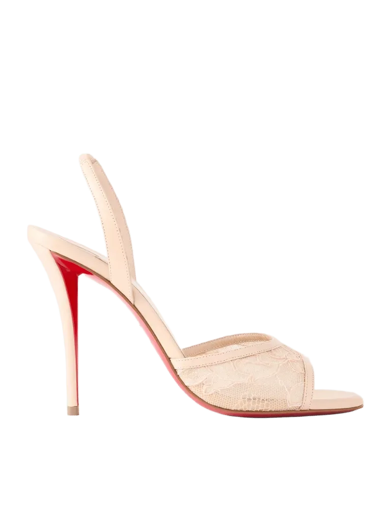 Miss Z 100 lace and leather-trimmed slingback sandals