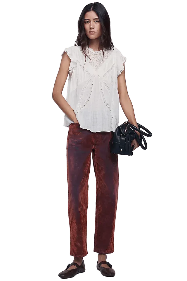 Pilcro Jules High Rise Relaxed Tapered Velvet Jeans