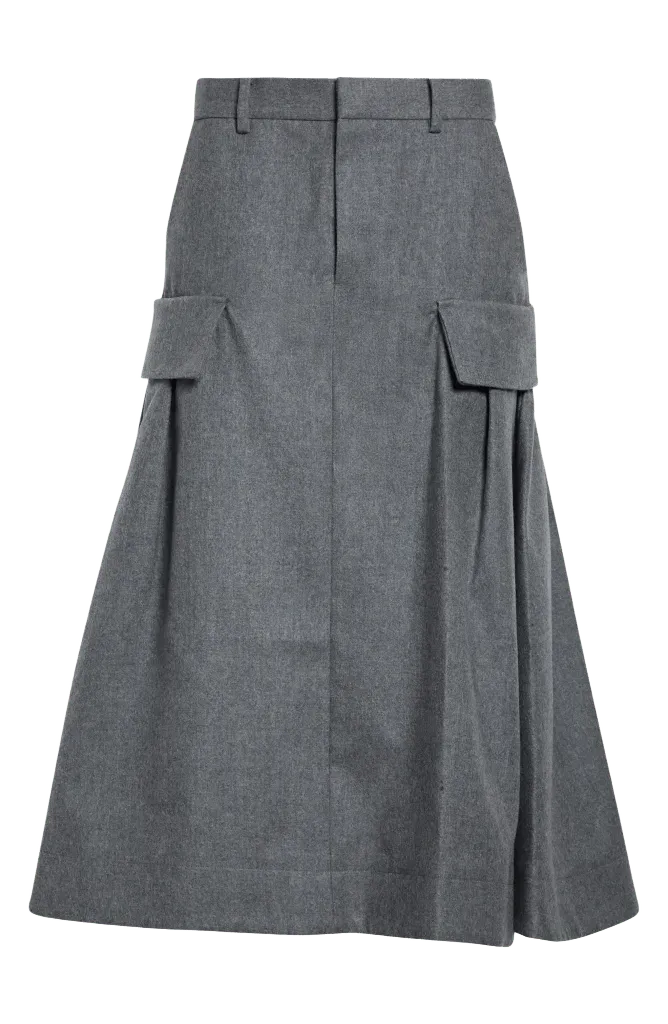 Wool Flannel Cargo Skirt