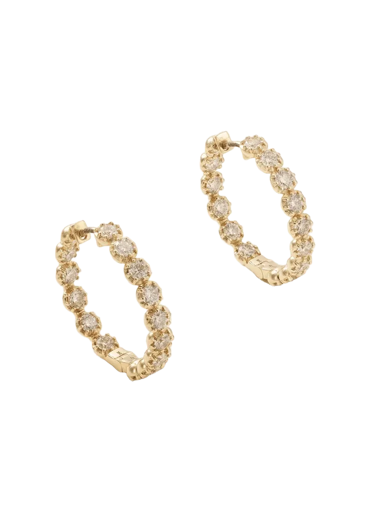 14-karat gold champagne diamond earrings - gold - One Size