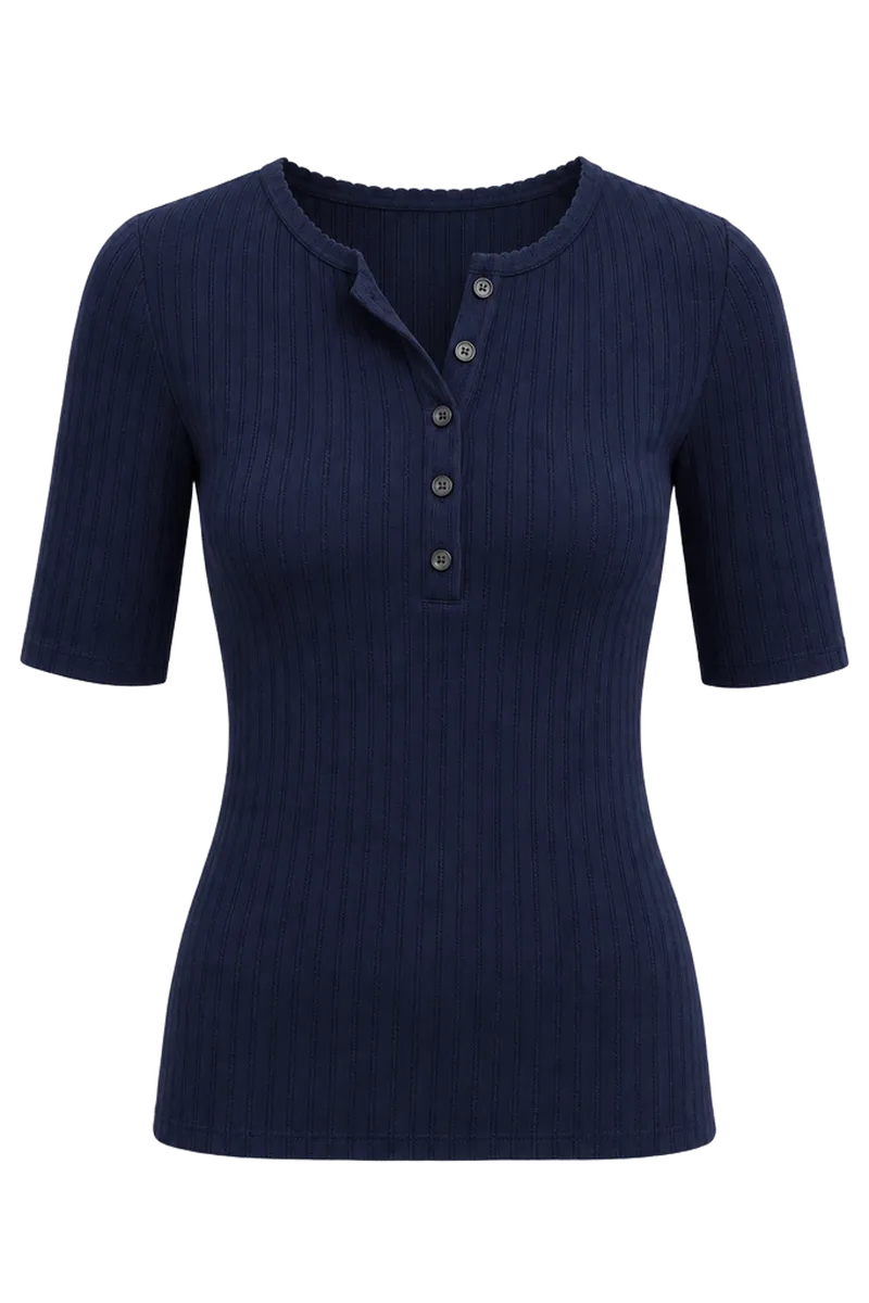 Pointelle Henley Tee