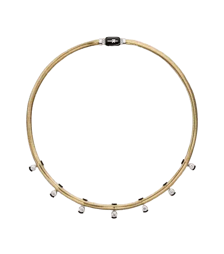 Feelings 18kt gold and enamel necklace with diamonds