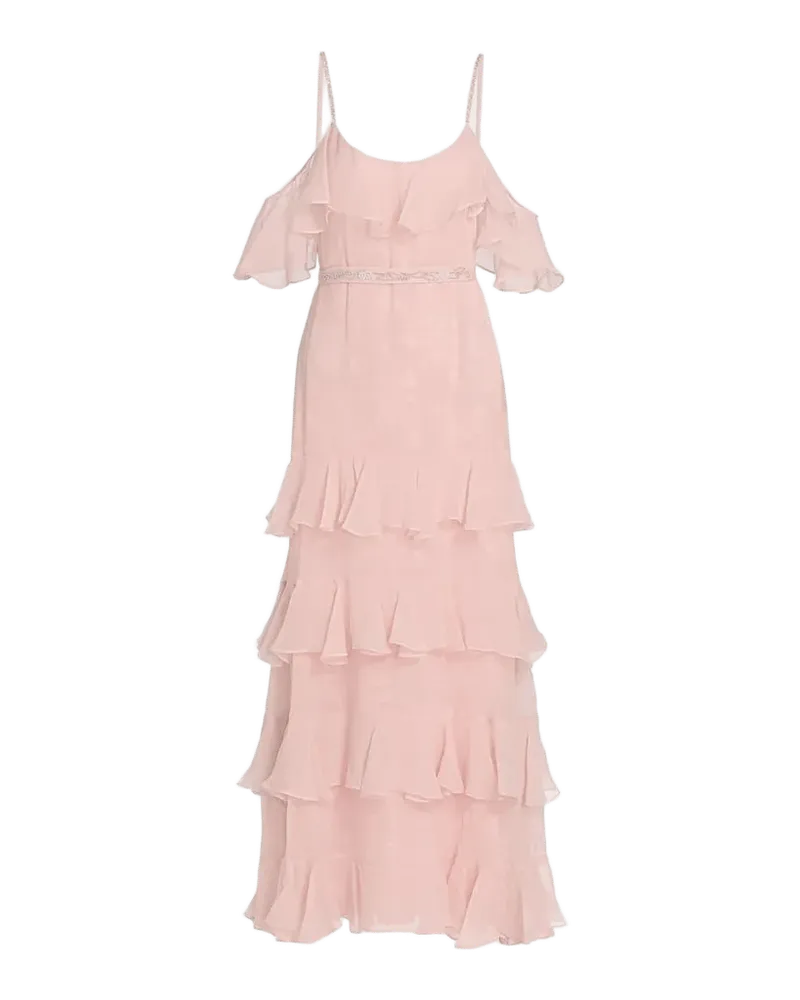 Laelia Rose-Print Ruffled Silk Maxi Dress