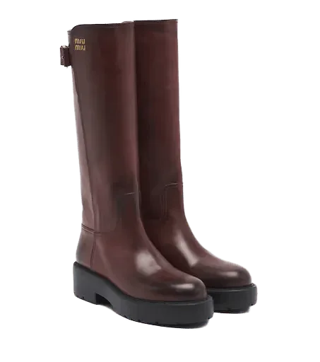 Leather knee-high boots