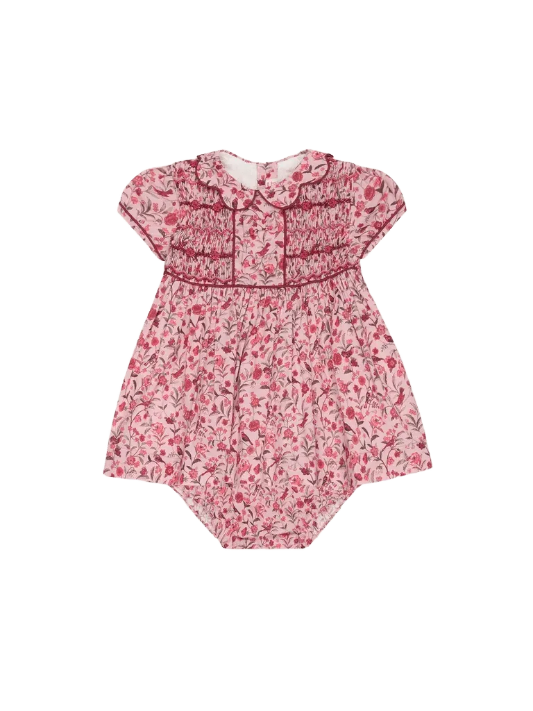Pink Bird Floral Scarlett Baby Girl Hand-Smocked Set