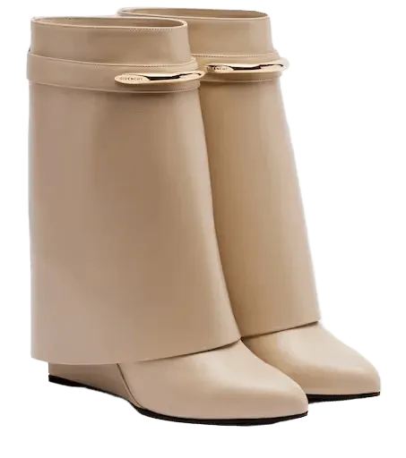 Shark leather mid-calf boots