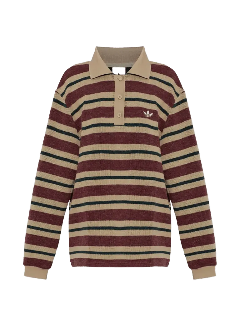 striped long-sleeve polo shirt