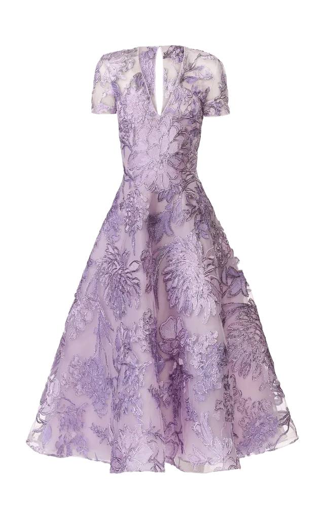 Floral Metallic Raffia Midi Dress