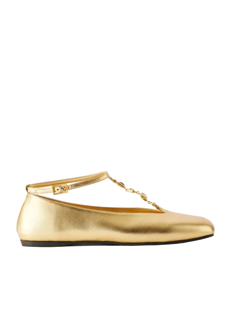 Bulla Ruby embellished metallic leather ballet flats
