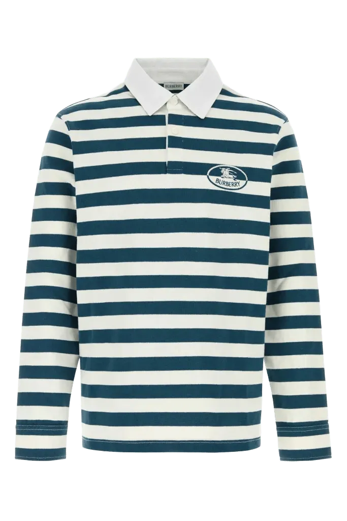 Burberry Striped Cotton Rugby Shirt — Navy