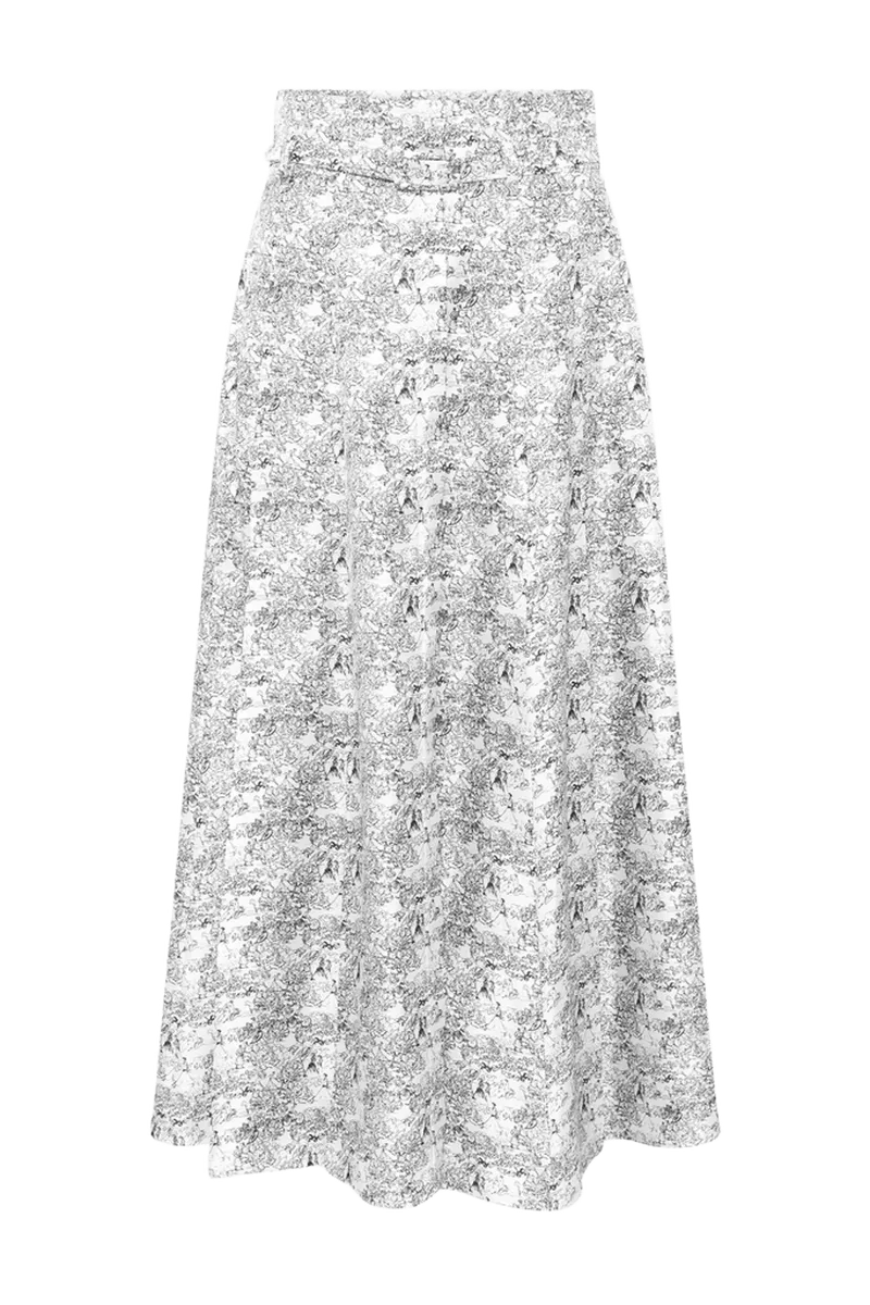 Dugald Skirt in Ivory Multi Printed Silk Twill