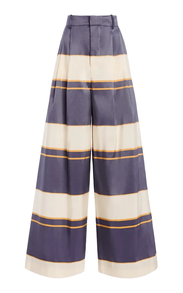 Pleat Pleat Silk Wide-Leg Pants