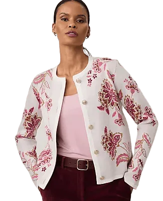 Floral Jacquard Sweater Jacket