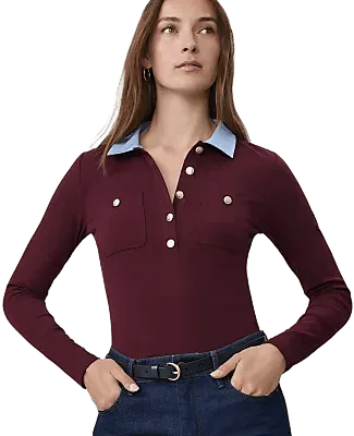 Contrast Collar Henley Top