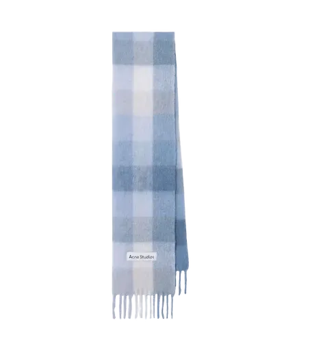 Checked alpaca, wool, and mohair-blend scarf