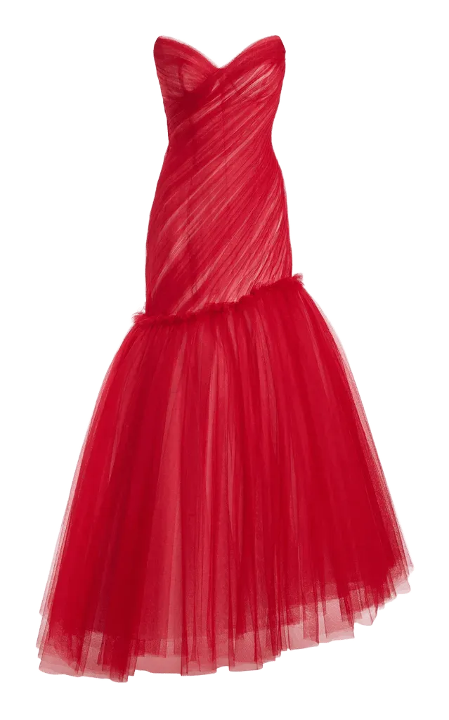 Silk Chiffon Draped Asymmetric Dress