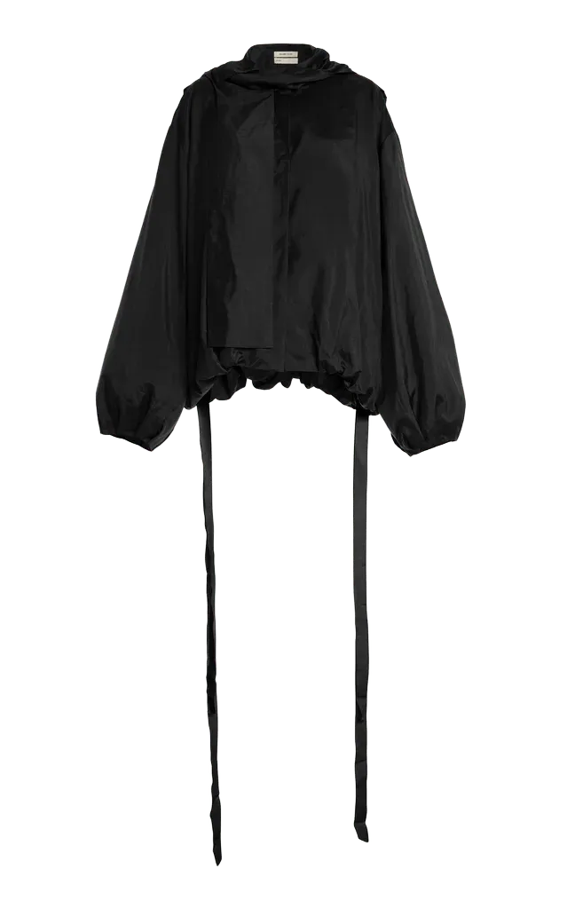 Hooded Scarf Silk Taffeta Jacket