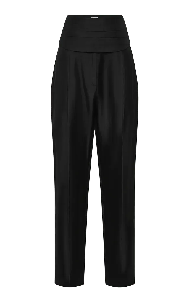 Silk Twill Cummerbund Pants