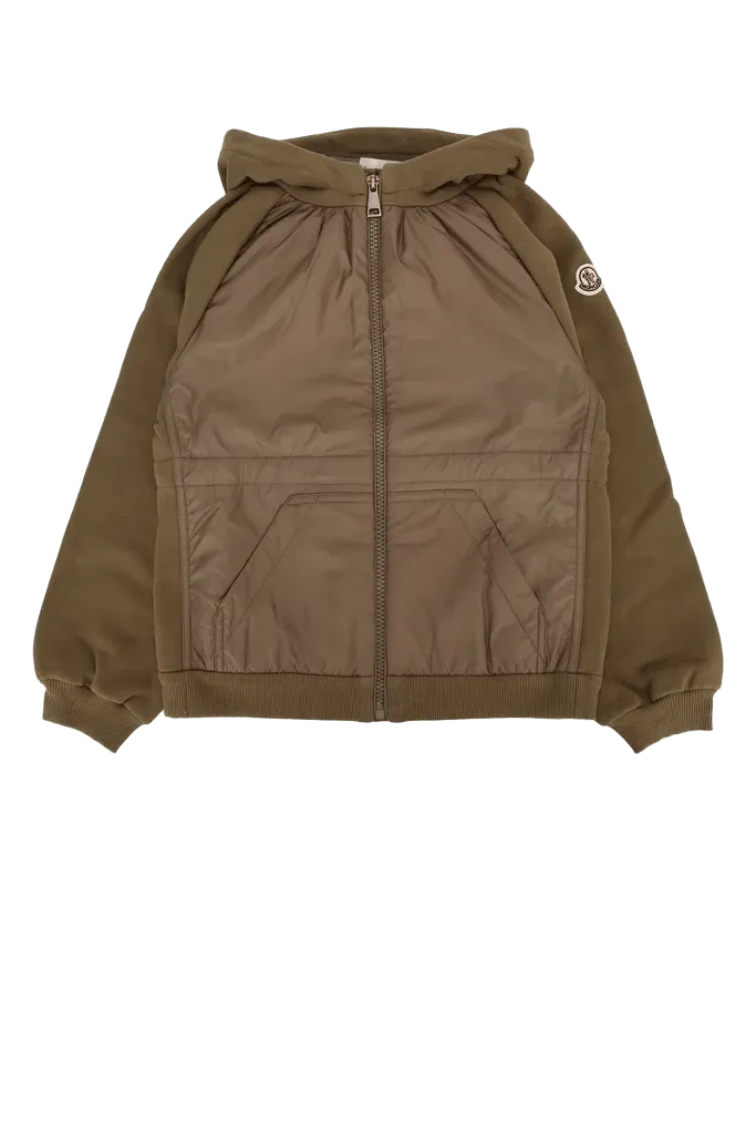 Moncler Jr Cardigan Jacket — Taupe