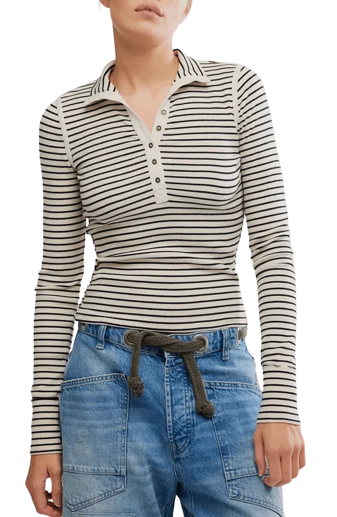 Lake Stripe Rib Henley