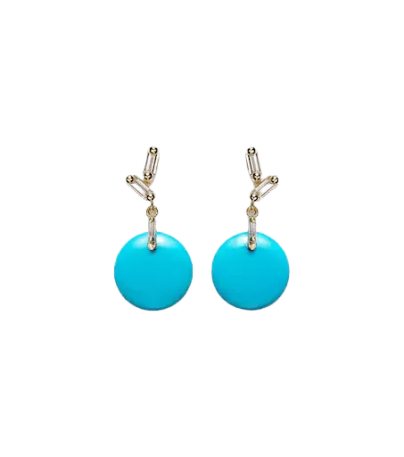 18kt gold drop earrings with diamonds and turquoise