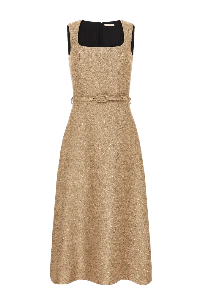 Ciro Dress In Gold Sequin Tweed