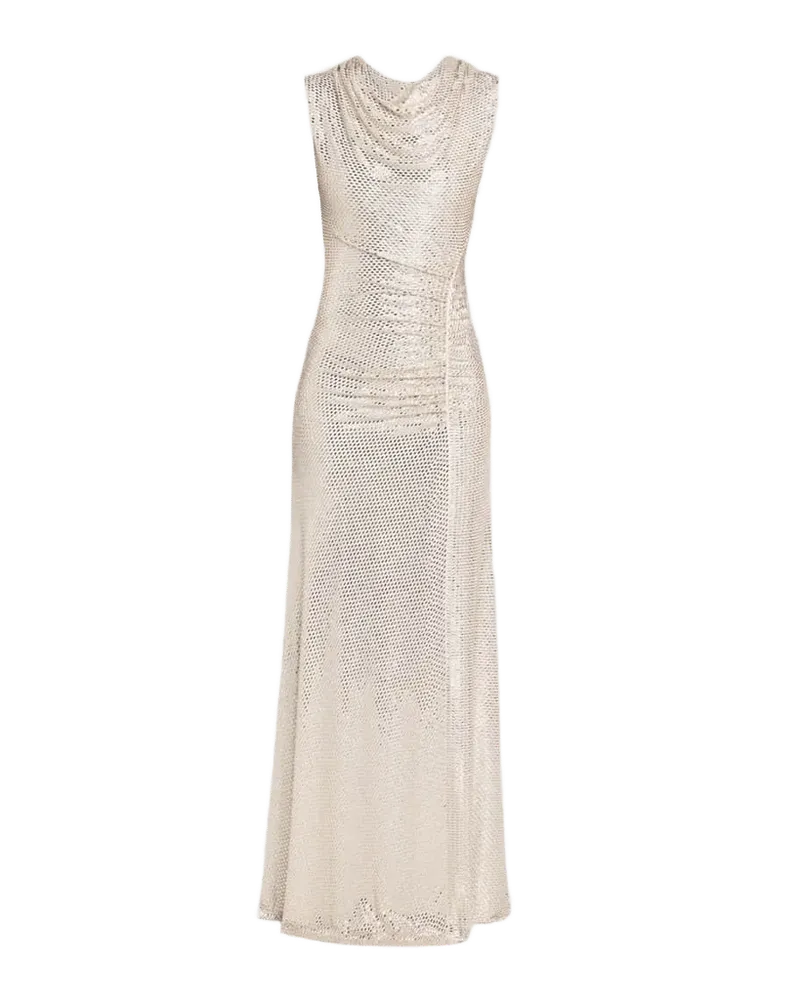 Sleeveless Diamante Mesh Draped Gown