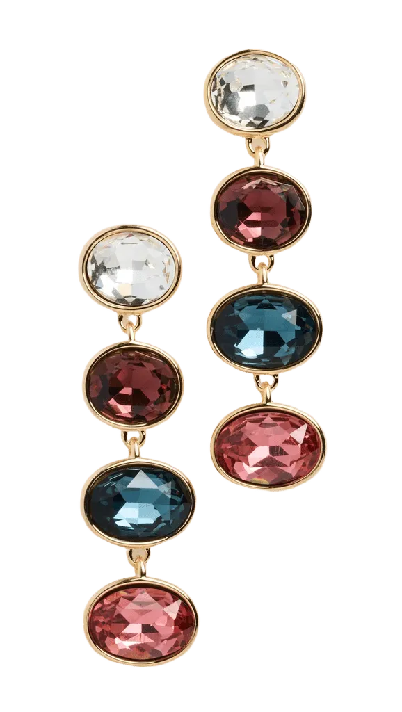 Cubic Zirconia Multi Oval Dangle Stud Earrings
