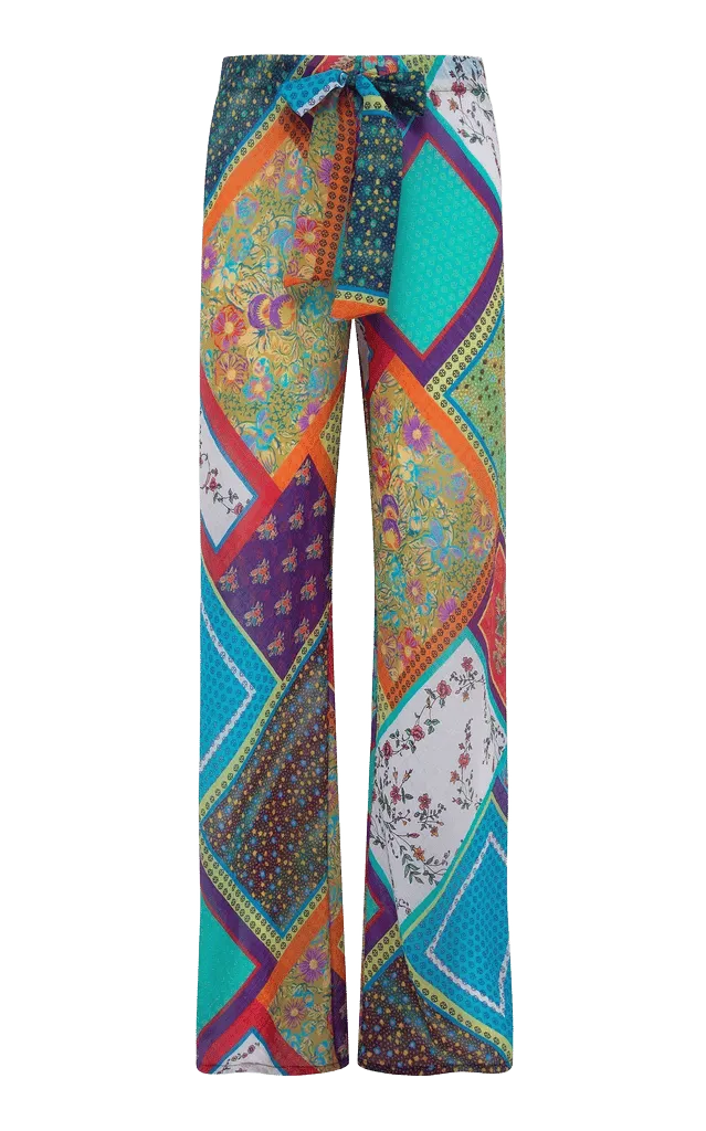 Manoce Patchwork-Print Pants