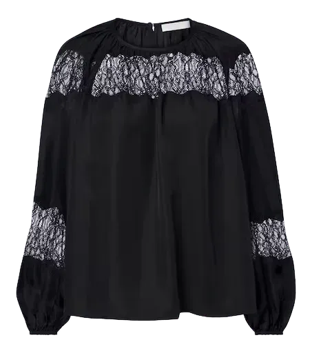 Bess lace-trimmed silk blouse
