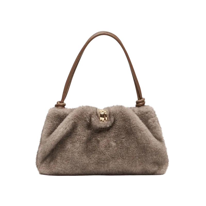 RAVEL SHOULDER BAG GREY FAUX FUR