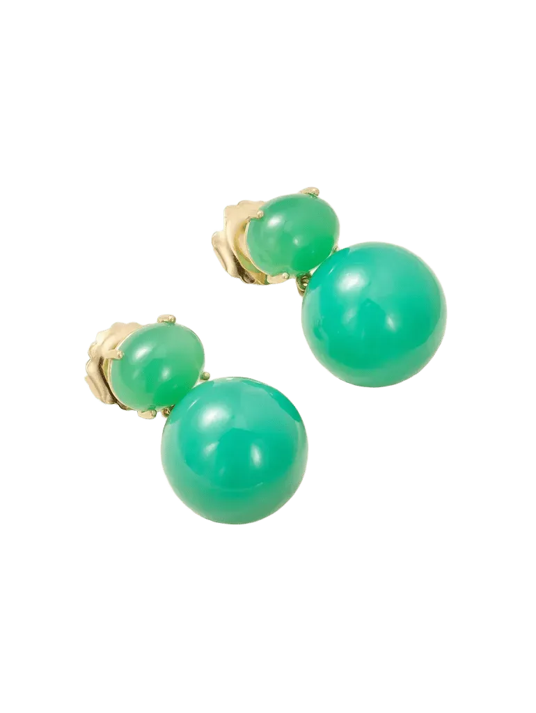 Gumball 18-karat gold chrysoprase earrings