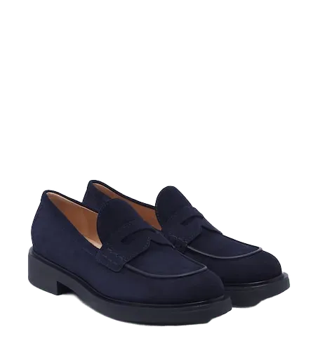 Suede penny loafers
