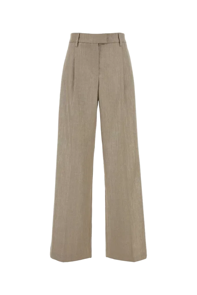 Brunello Cucinelli Gold Stretch Blend Trousers — Beige