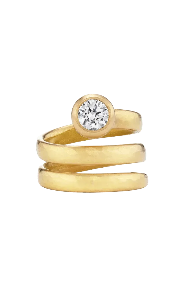 20K Peach Gold Sonoma Hammered Wrap Lab Diamond Ring