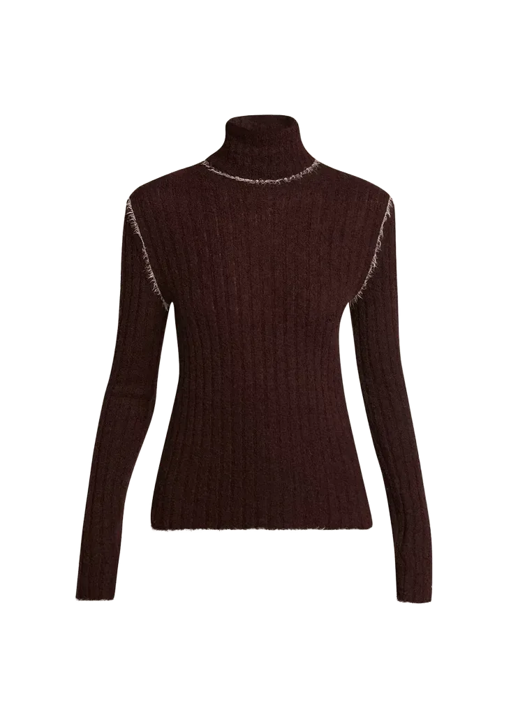 Wool-Blend Fringed Turtleneck Sweater