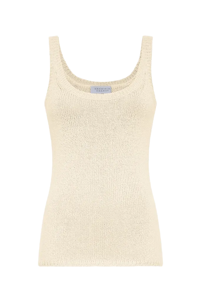 Brigid Knit Tank Top in Off White Cashmere