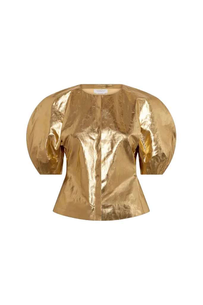 Waverly Top in Metallic Gold Linen Twill